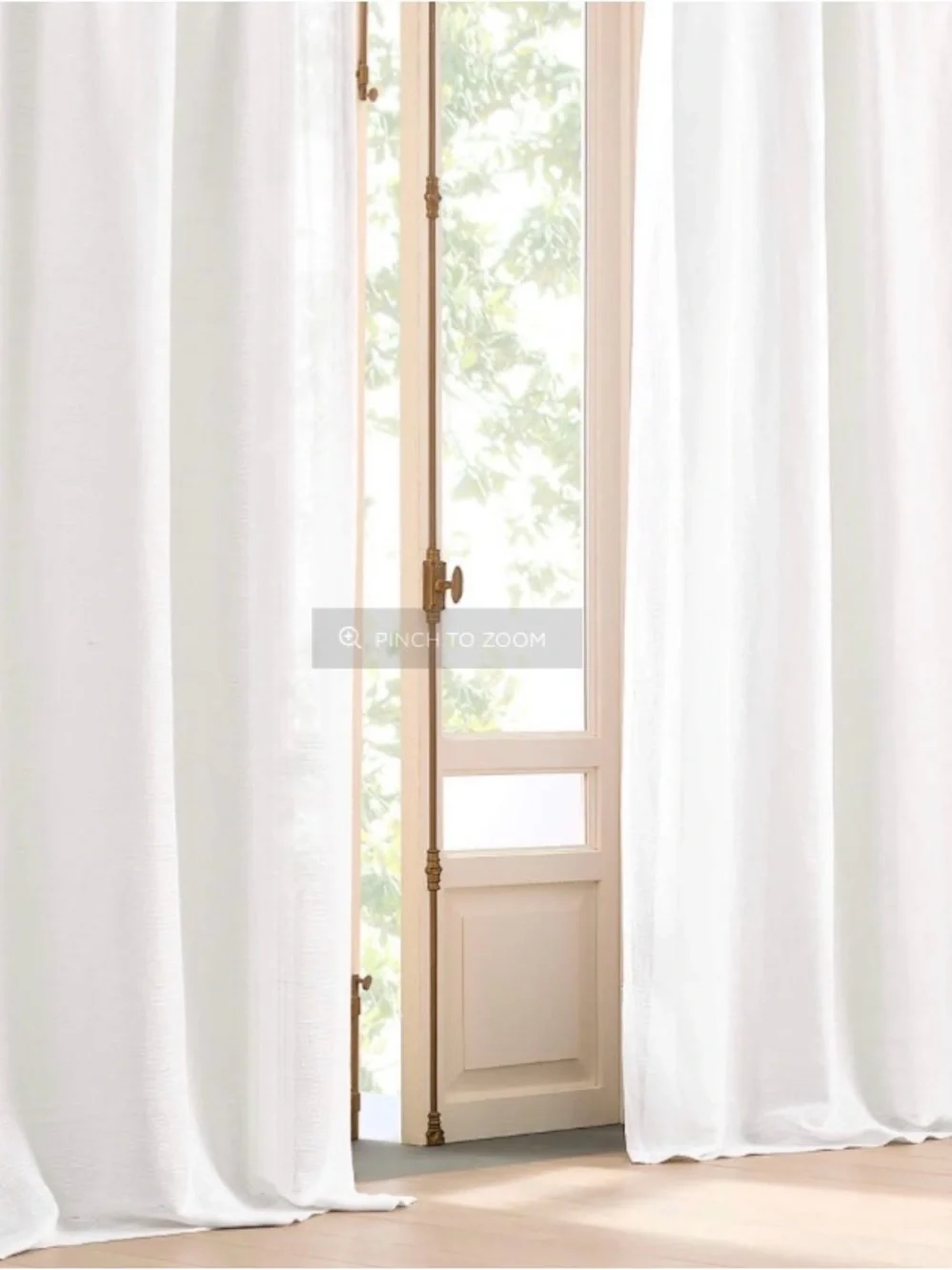 Set of 2 CB2 Lua Bright White Open Weave Sheer Linen Curtains 48x120 NIB